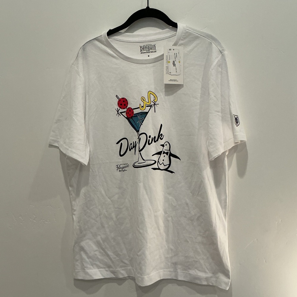 Original Penguin Mens White Graphic T Shirt‎ Martini Penguin Print Size M